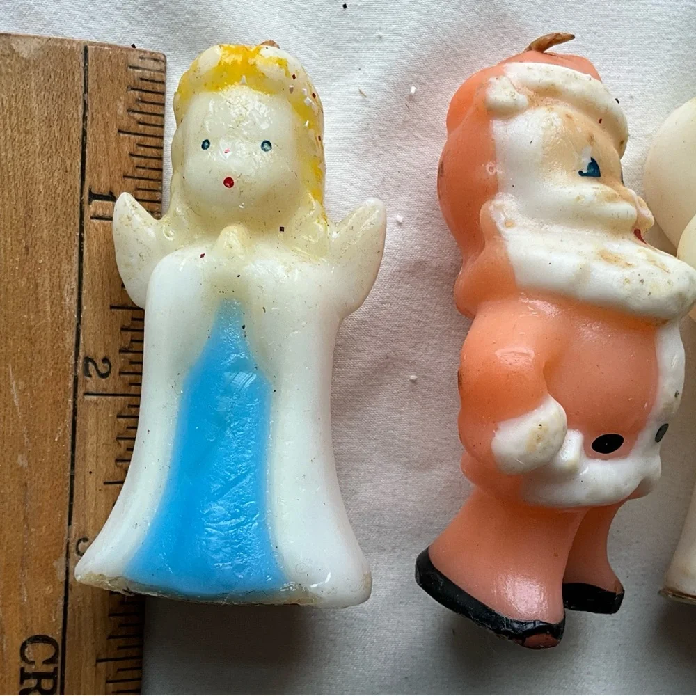 Vintage Lot of 3 Gurley Christmas Candles Angels and Santa